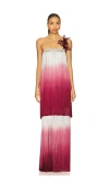 Patbo Fringe Strapless Gown