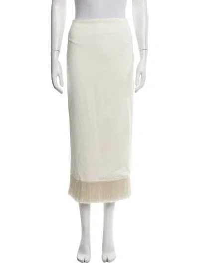 Pre-owned Patbo Fringe Trim Accent Midi Length Skirt In Neutrals