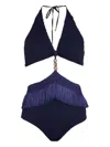 Patbo Fringed Beaded Swimsuit In Blue