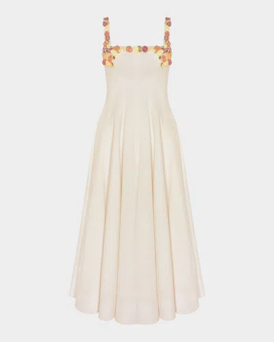 Patbo Gabriela Beaded Fit-&-flare Midi Dress In White
