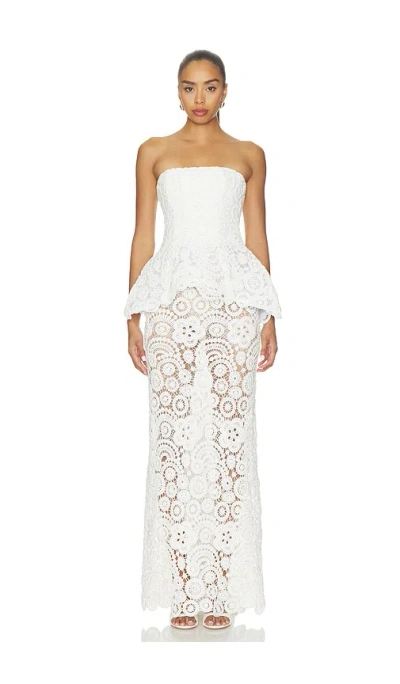 Patbo Gal Embroidery Peplum Maxi Dress In White
