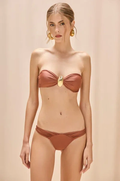 Patbo Golden Dune Lycra Seashell Bikini Bottom In Copper