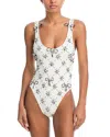 Patbo Grace Beaded One Piece Swimsuit In White