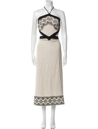 Pre-owned Patbo Graphic Print Midi Length Dress In Neutral