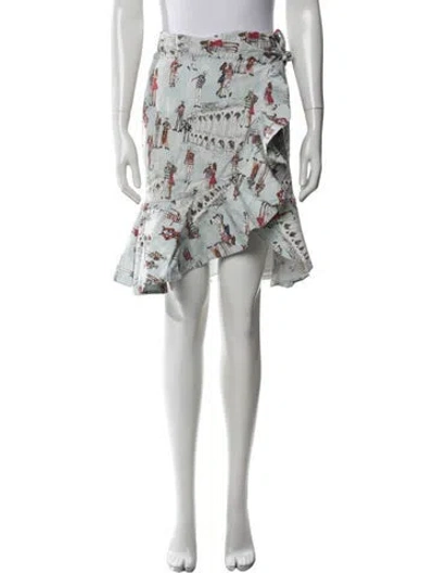 Pre-owned Patbo Graphic Print Mini Skirt In Blue