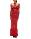 Patbo Radiant Fringe Halterneck Maxi Dress In Red
