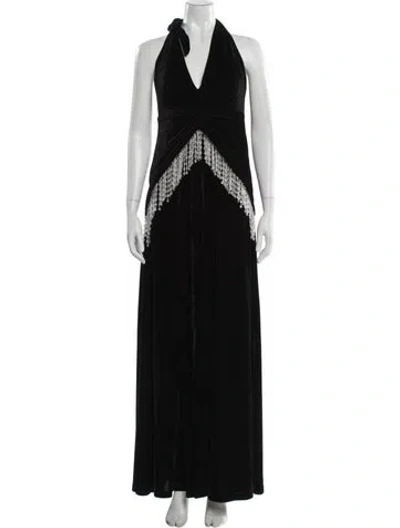 Pre-owned Patbo Halterneck Long Dress In Black