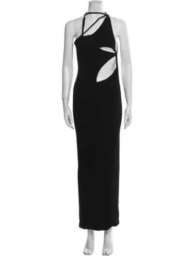 Pre-owned Patbo Halterneck Long Dress In Black