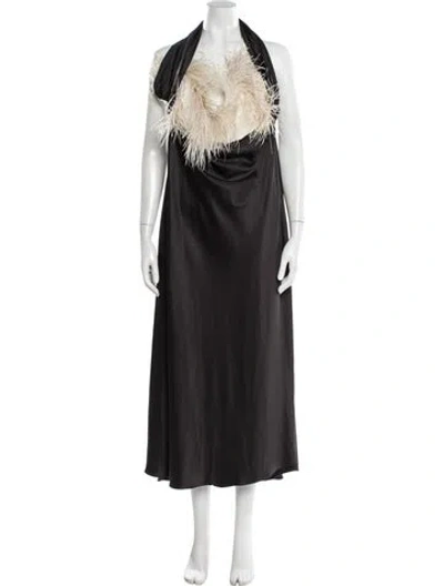 Pre-owned Patbo Halterneck Long Dress In Black