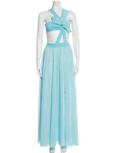 Pre-owned Patbo Halterneck Long Dress In Blue