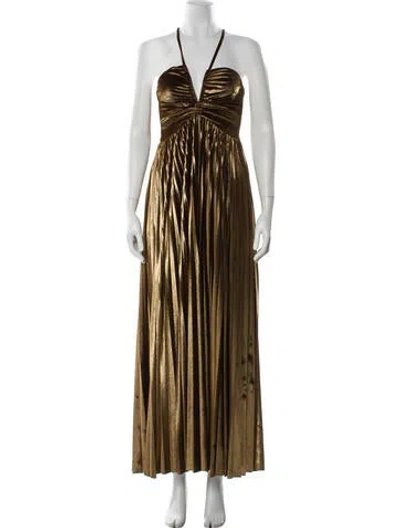 Pre-owned Patbo Halterneck Long Dress In Brown