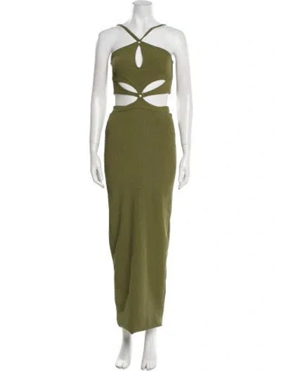 Pre-owned Patbo Halterneck Long Dress In Green