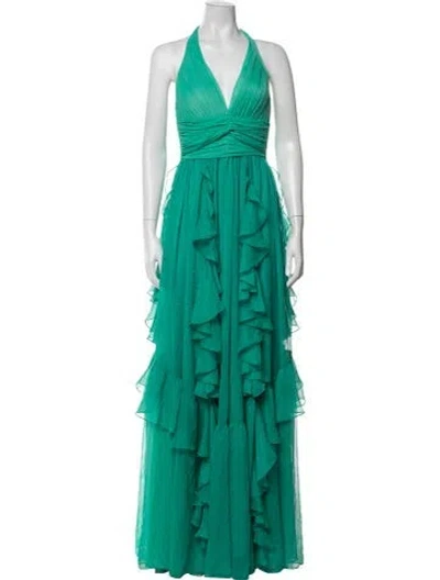 Pre-owned Patbo Halterneck Long Dress In Green