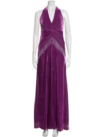 Pre-owned Patbo Halterneck Long Dress In Purple
