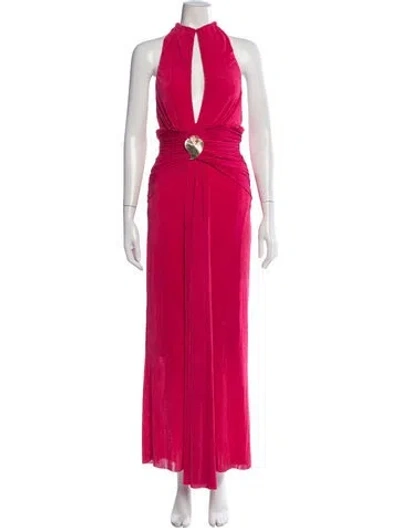 Pre-owned Patbo Halterneck Long Dress In Red