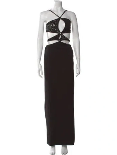 Pre-owned Patbo Halterneck Long Dress W/ Tags In Black