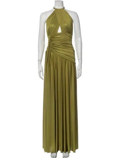 Pre-owned Patbo Halterneck Long Dress W/ Tags In Green