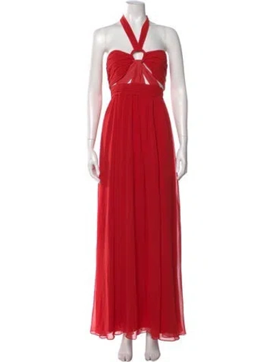 Pre-owned Patbo Halterneck Long Dress W/ Tags In Red