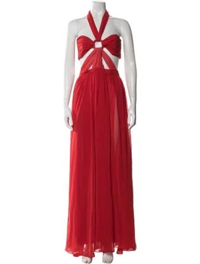 Pre-owned Patbo Halterneck Long Dress W/ Tags In Red