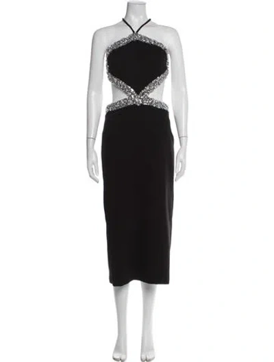 Pre-owned Patbo Halterneck Midi Length Dress In Black