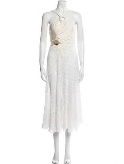 Pre-owned Patbo Halterneck Midi Length Dress In Neutral