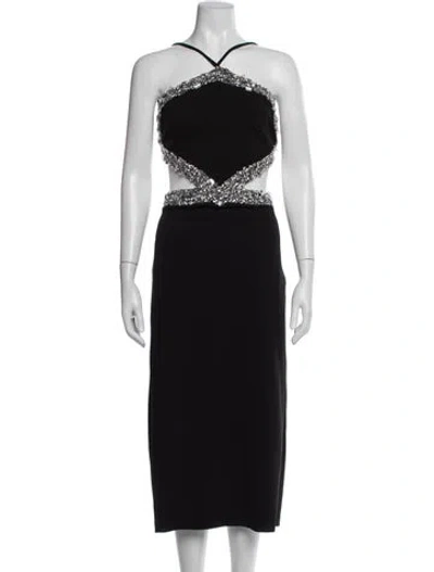 Pre-owned Patbo Halterneck Midi Length Dress W/ Tags In Black