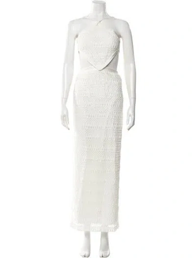 Pre-owned Patbo Halterneck Midi Length Dress In White