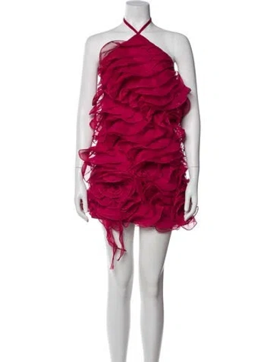 Pre-owned Patbo Halterneck Mini Dress In Red