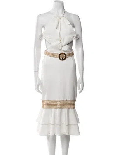 Pre-owned Patbo Halterneck Mini Dress In White