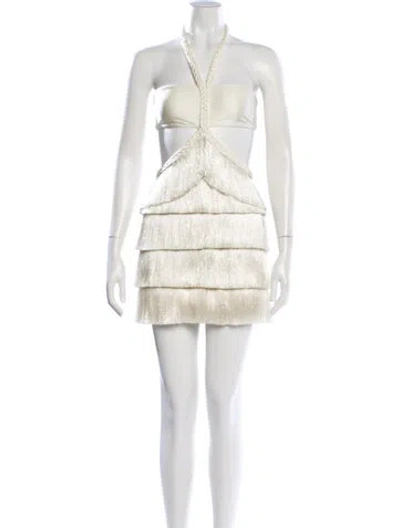 Pre-owned Patbo Halterneck Mini Dress In White
