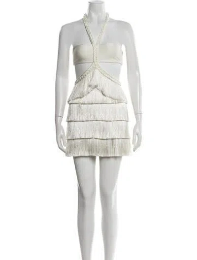 Pre-owned Patbo Halterneck Mini Dress In White