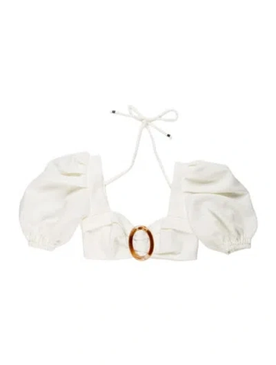 Pre-owned Patbo Halterneck Short Sleeve Crop Top W/ Tags In White