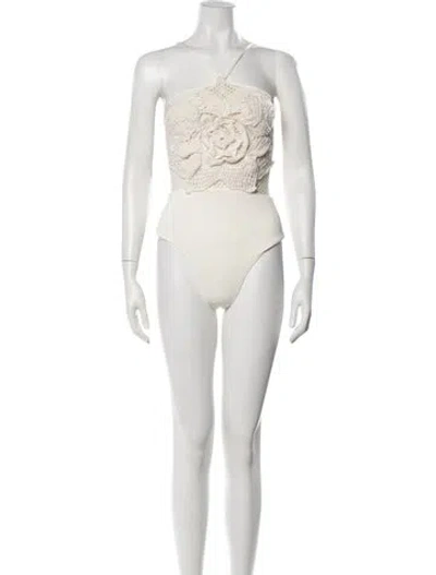 Pre-owned Patbo Halterneck Sleeveless Bodysuit In White