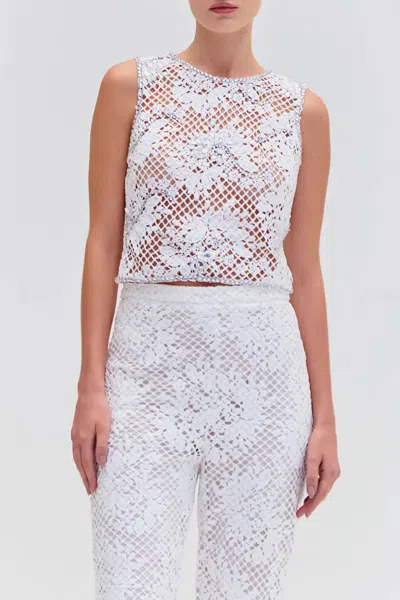 Patbo Hand-beaded Lace Top In White