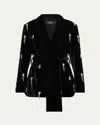 Patbo Hand-beaded Velvet Kimono Jacket In Black In Black