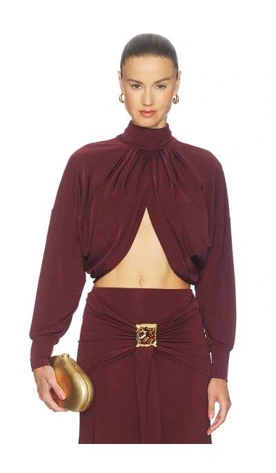 Patbo Helo Jersey Long Sleeve Top In Burgundy