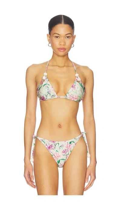 Patbo Honey Flower Lace Triangle Bikini Top In Multi