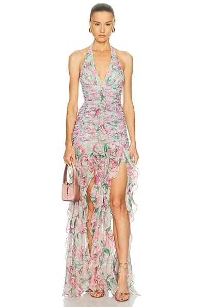 Patbo Honey Flower Plunge Dress In Multi
