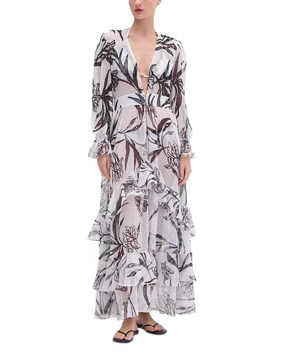 Patbo Iris Printed Maxi Robe Cover Up In Off White