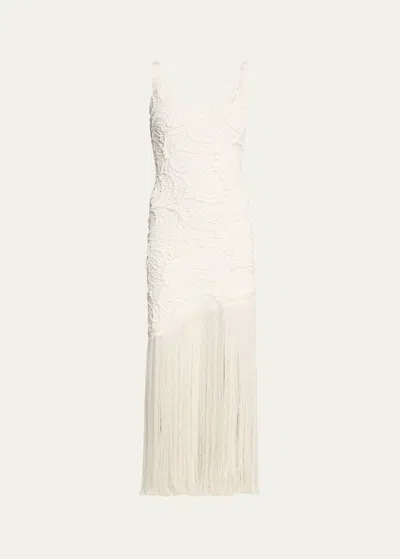 Patbo Jacquard Fringe Maxi Dress In White