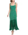 Patbo Jacquard Fringe Midi Dress In Green