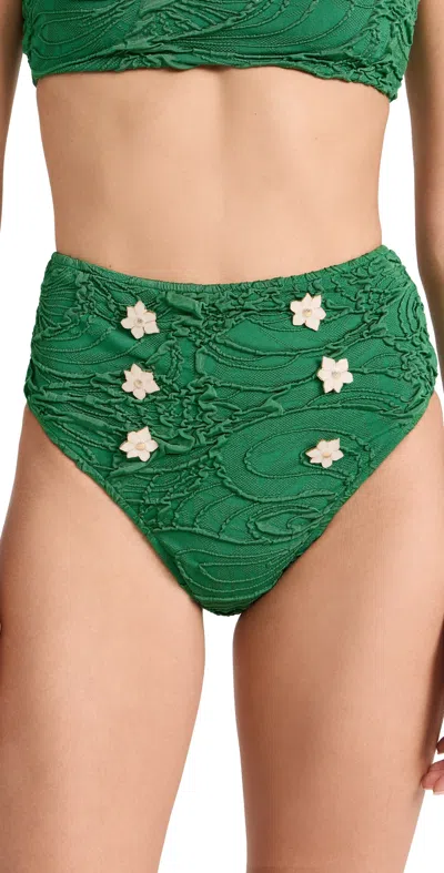 Patbo Jacquard High Waist Bikini Bottoms Emerald