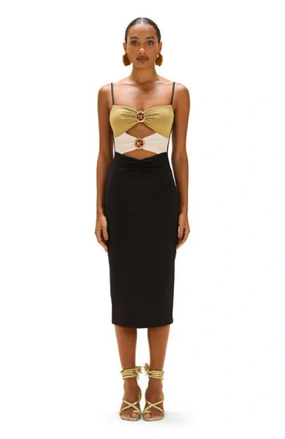 Patbo Jade Knit Cut Out Midi Dress In Multi