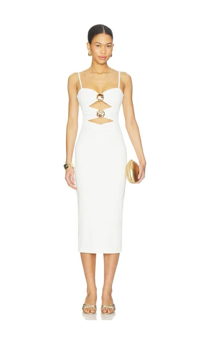 Patbo Jade Knit Cut Out Midi Dress In White