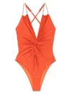 Patbo Jersey Plunge Swimsuit In Orange