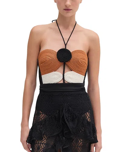 Patbo Jersey Sands Braided Bodysuit In Black