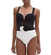 Patbo Jersey Sands Corset Bodysuit In Black Whte