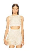 Patbo Joy Lace Fringe Top In Neutral