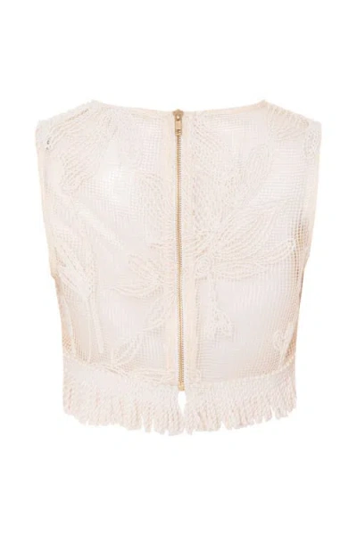Patbo Joy Lace Fringe Top In Gold