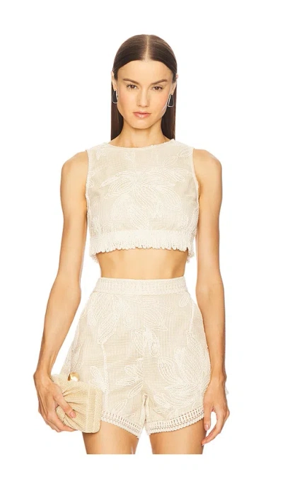 Patbo Joy Lace Fringe Top In Neutral